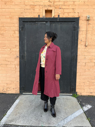 Size L Vintage 70's Maroon Trench Coat - Sotela