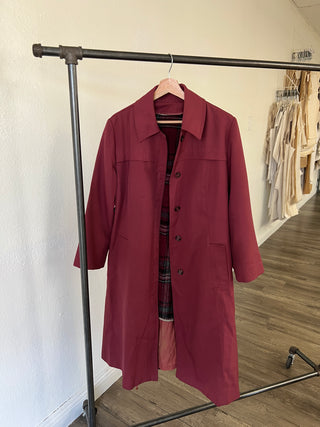 Size L Vintage 70's Maroon Trench Coat - Sotela