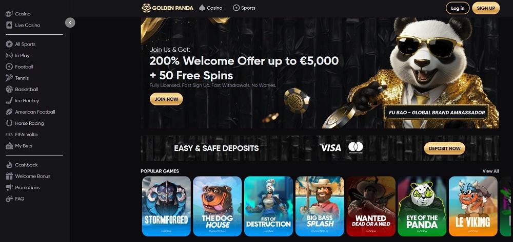 Golden Panda UAE online casino with generous bonuses and crypto payments